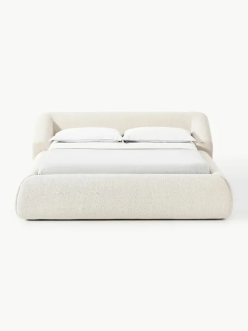 Bouclé gestoffeerd bed Sofia