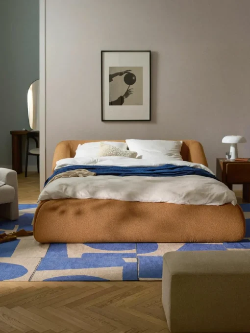 Bouclé gestoffeerd bed Sofia