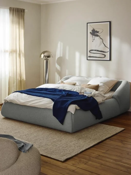 Bouclé gestoffeerd bed Sofia