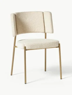 Bouclé gestoffeerde stoelen Samantha, 2 stuks