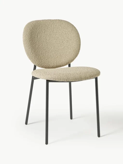 Bouclé gestoffeerde stoelen Ulrica, 2 stuks