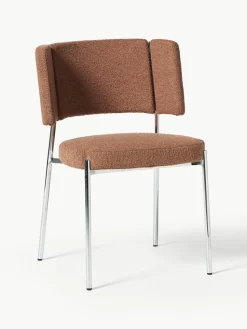 Bouclé gestoffeerde stoelen Samantha, 2 stuks
