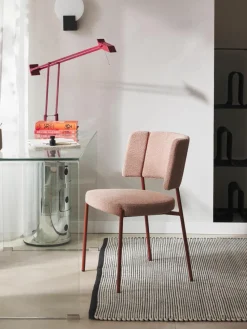 Bouclé gestoffeerde stoelen Samantha, 2 stuks