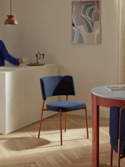 Bouclé gestoffeerde stoelen Samantha, 2 stuks