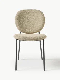 Bouclé gestoffeerde stoelen Ulrica, 2 stuks