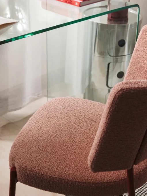 Bouclé gestoffeerde stoelen Samantha, 2 stuks