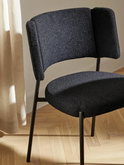 Bouclé gestoffeerde stoelen Samantha, 2 stuks