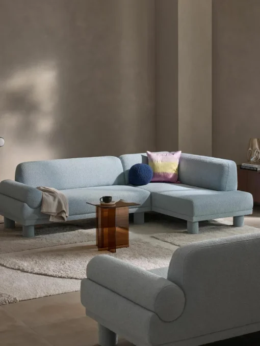Bouclé hoekbank Lilo