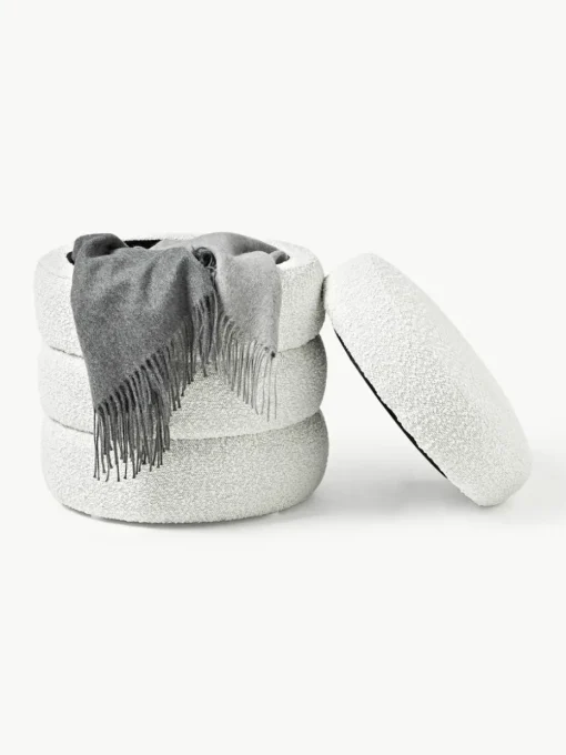 Bouclé poef Alto met opbergruimte