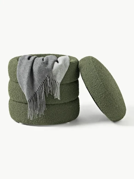 Bouclé poef Alto met opbergruimte