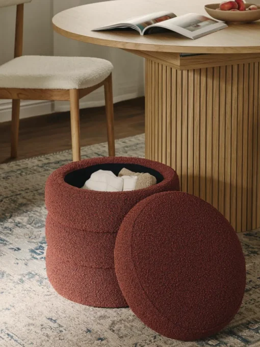Bouclé poef Alto met opbergruimte