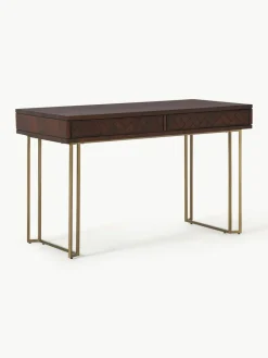 Bureau Luca van mangohout met visgraat-patroon