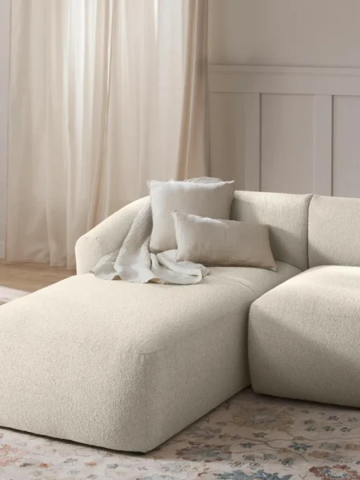 Chaise longue hoekmodule Sofia uit bouclé