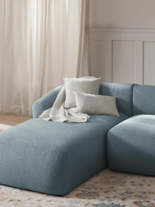 Chaise longue hoekmodule Sofia uit bouclé