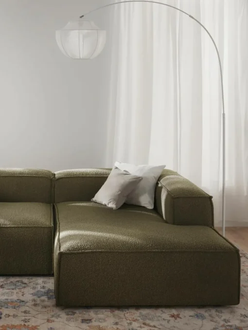 Chaise longue hoekmodule Lennon uit bouclé