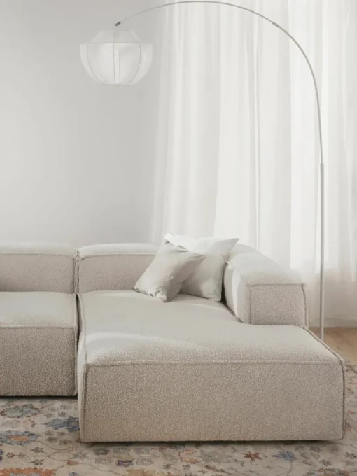 Chaise longue hoekmodule Lennon van bouclé