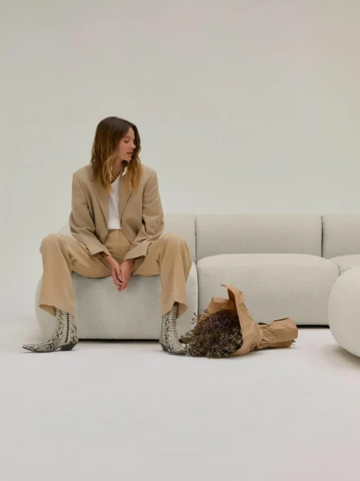 Chaise longue hoekmodule Sofia uit bouclé