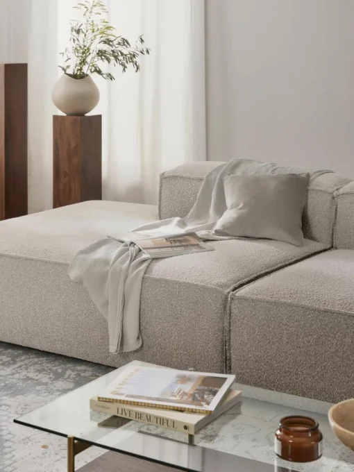Chaise longue module Lennon van bouclé