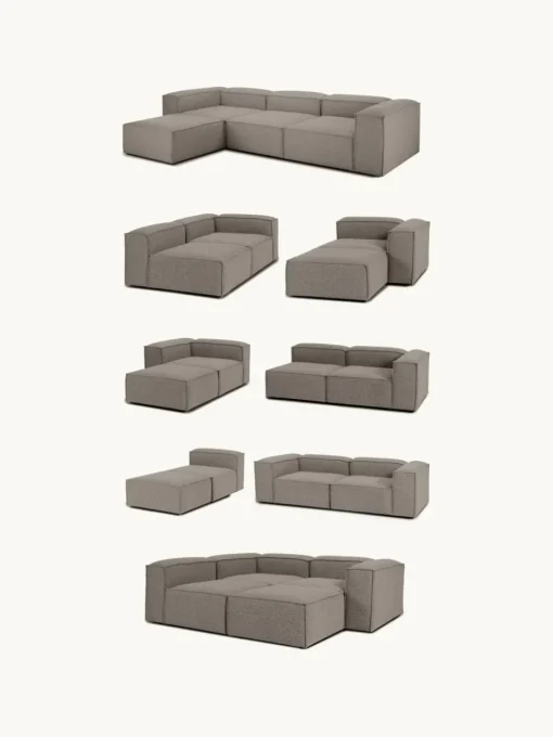Chaise longue module Lennon uit bouclé
