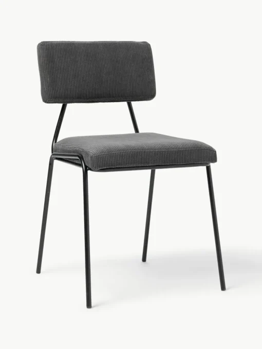 Corduroy gestoffeerde stoelen Mats, 2 stuks