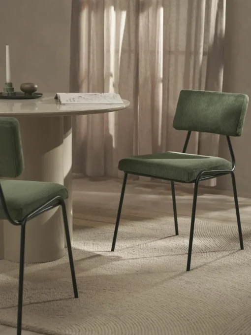 Corduroy gestoffeerde stoelen Mats, 2 stuks