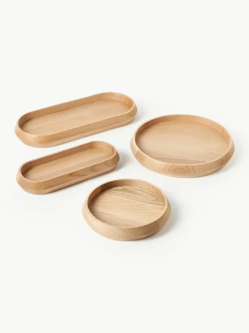 Decoratieve dienbladen Copenhagen van essenhout, set van 2