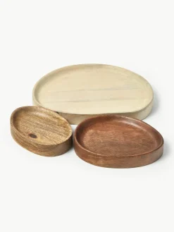 Decoratieve dienbladen Oda van mangohout, set van 3
