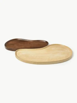 Decoratieve dienbladen Oda van mangohout, set van 2