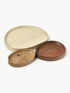 Decoratieve dienbladen Oda van mangohout, set van 3