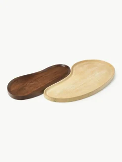 Decoratieve dienbladen Oda van mangohout, set van 2
