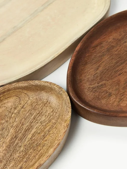 Decoratieve dienbladen Oda van mangohout, set van 3