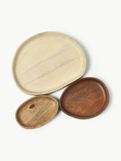 Decoratieve dienbladen Oda van mangohout, set van 3