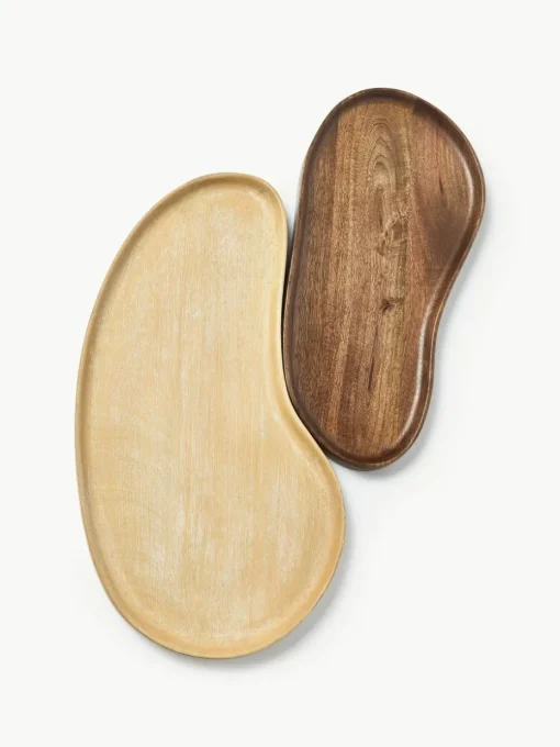 Decoratieve dienbladen Oda van mangohout, set van 2