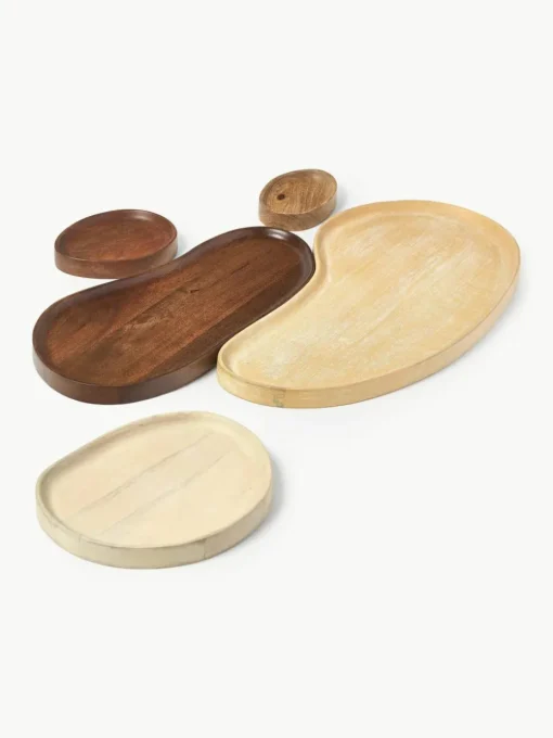 Decoratieve dienbladen Oda van mangohout, set van 2
