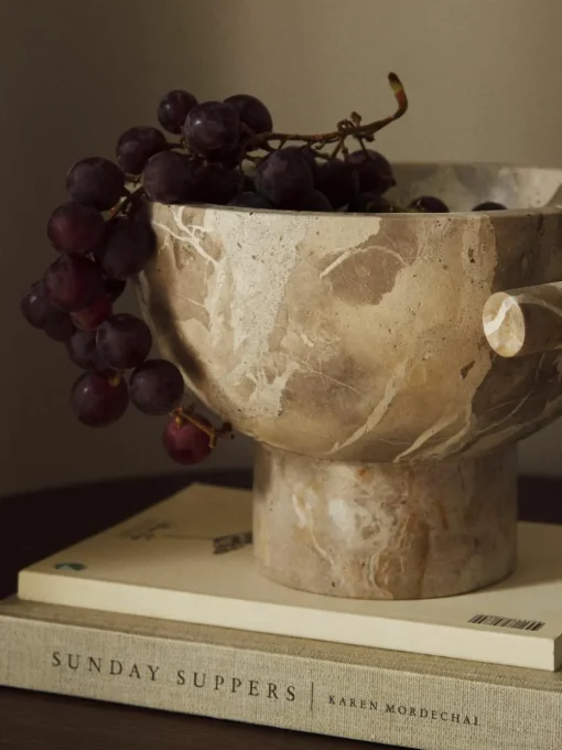 Decoratieve schaal Fossil van marmer, H 15 cm