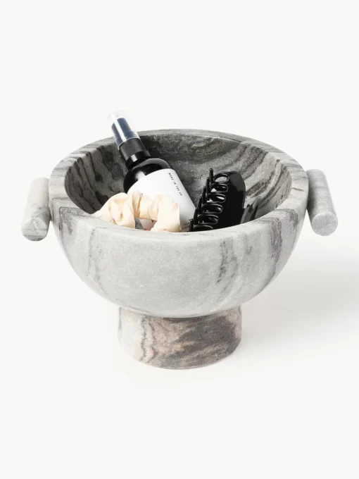 Decoratieve schaal Fossil van marmer, H 15 cm