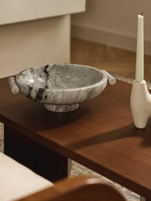 Decoratieve schaal Fossil van marmer, H 10 cm