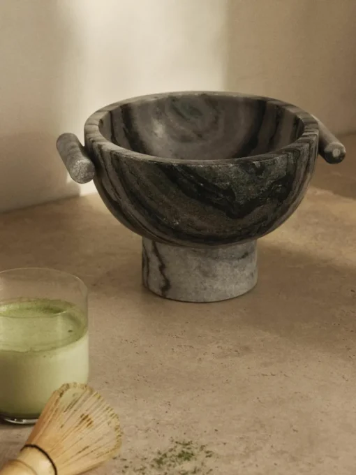 Decoratieve schaal Fossil van marmer, H 15 cm