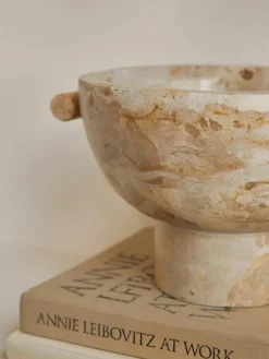 Decoratieve schaal Fossil van marmer, H 15 cm