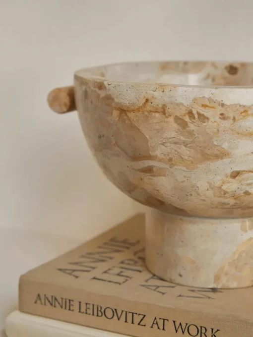 Decoratieve schaal Fossil van marmer, H 15 cm