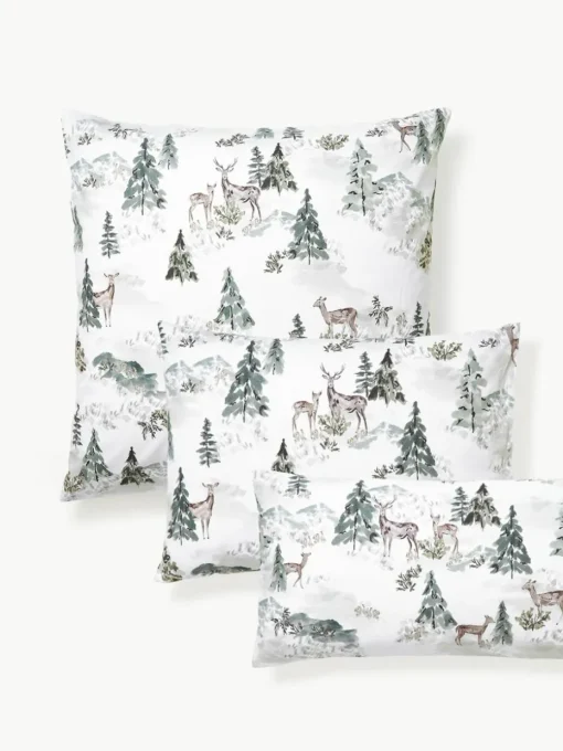 Designer katoenen perkale kussenhoes Forest