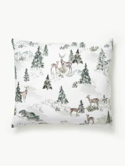 Designer katoenen perkale kussenhoes Forest