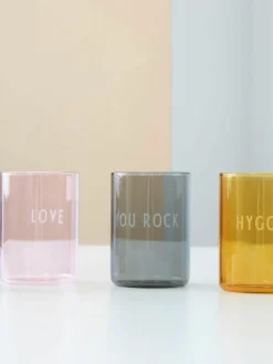 Designer waterglas Favourite LOVE met opschrift