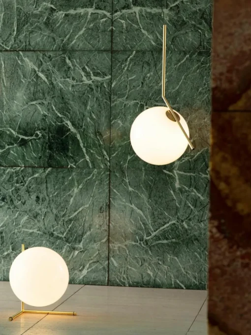 Dimbare hanglamp met glazen bollen IC, mondgeblazen