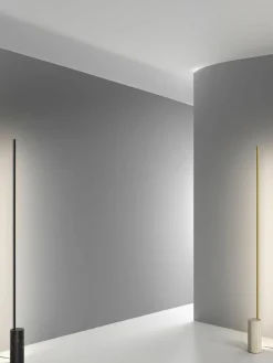 Dimbare LED vloerlamp Hilow Line met marmeren voet