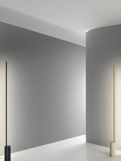 Dimbare LED vloerlamp Hilow Line met marmeren voet