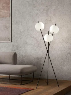 Dimbare tripod vloerlamp Kushi, mondgeblazen