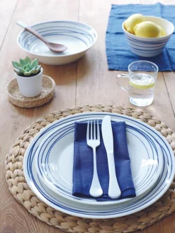 Dinerbord Pacific blauw van porselein, set van 6