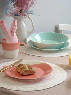 Dinerborden Brights van porselein, set van 4