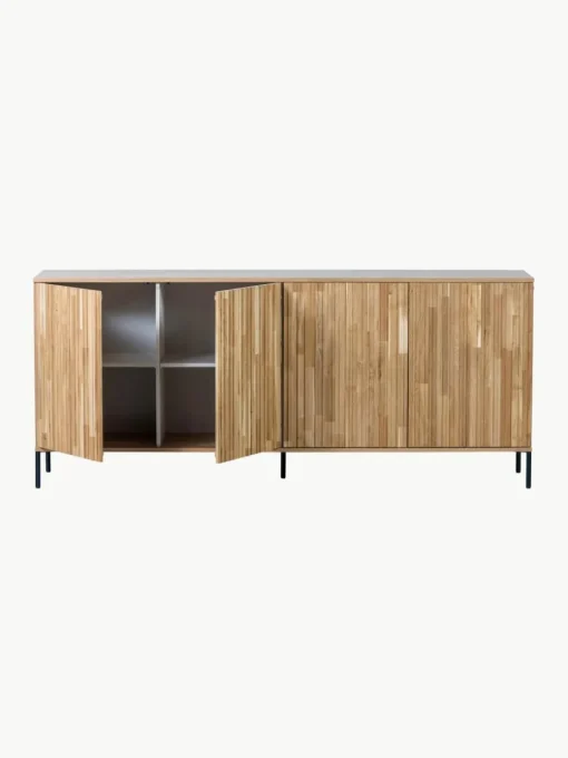 Dressoir Avourio van eikenhout met geribde voorzijde